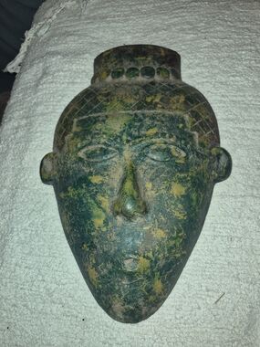 Handcrafted Green Patina Tribal Wall Mask - Abrand